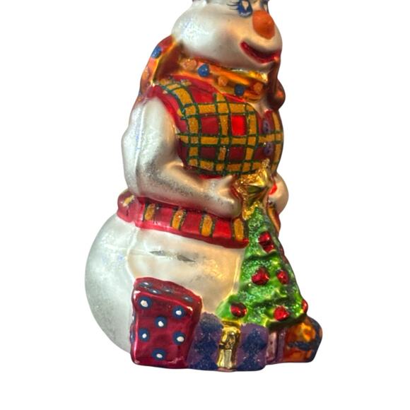 Christopher Radko Snowman W Presents Tree Pipe Gem Christmas Ornament 3.5” - Picture 6 of 6